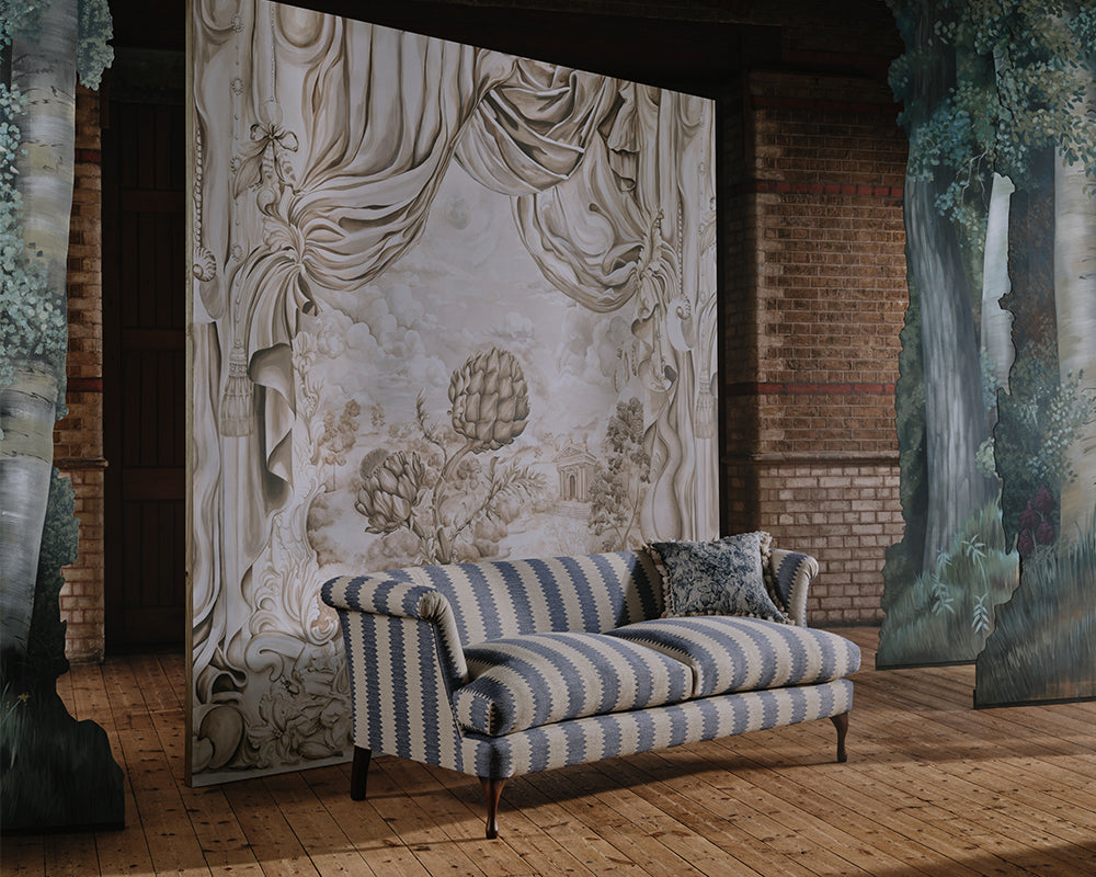 Sanderson Pygmalion Wallpaper in a theatre set up