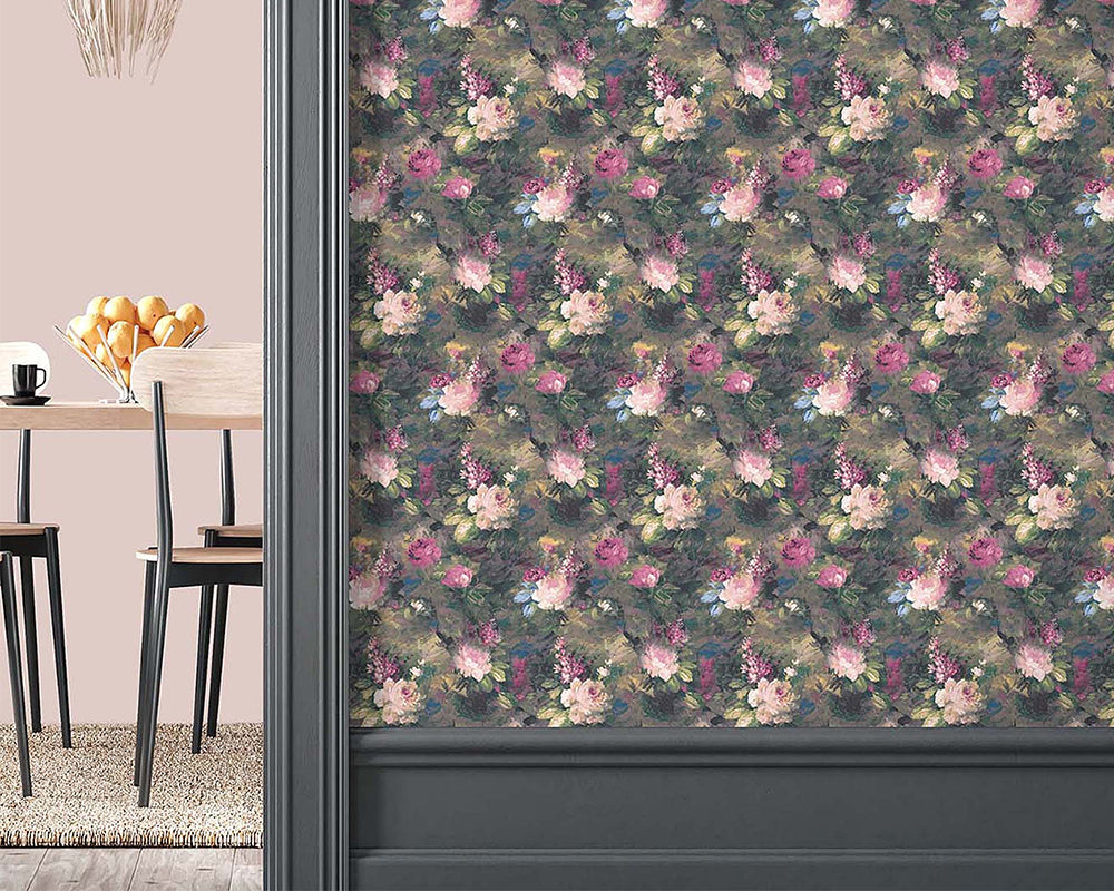 Woodchip & Magnolia Ava Marika Wallpaper in a hallway