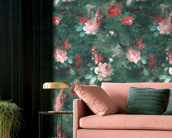 Woodchip & Magnolia Ava Marika Wallpaper in livingroom
