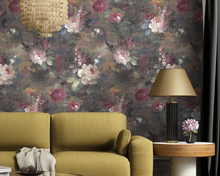 Woodchip & Magnolia Ava Marika Wallpaper in livingroom