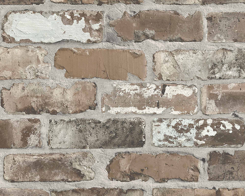 Woodchip & Magnolia Castlefield Brick Wallpaper in Charcoal