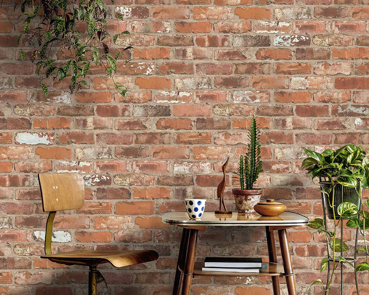 Woodchip & Magnolia Castlefield Brick Wallpaper in a living area