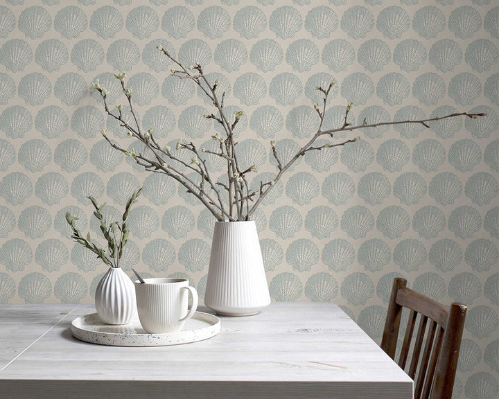 Woodchip & Magnolia Michelle Wallpaper in a dinning space