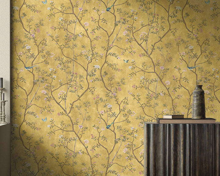 Woodchip & Magnolia Onism Wallpaper in a living space