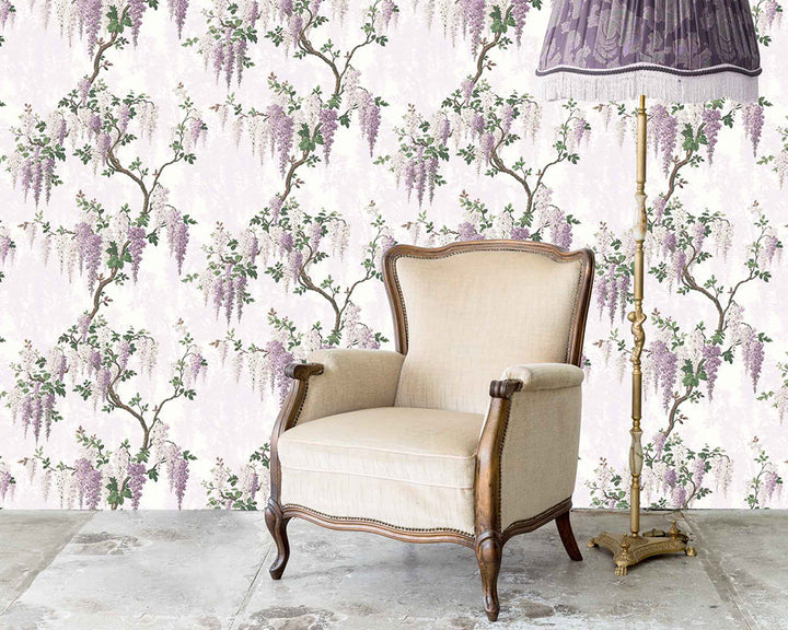 Woodchip & Magnolia Wisteria Wallpaper in a living space