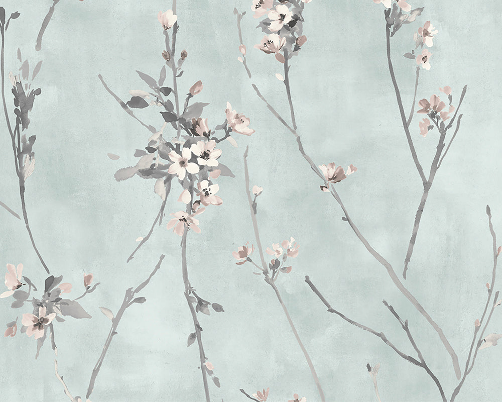 Woodchip & Magnolia Blossom Wallpaper