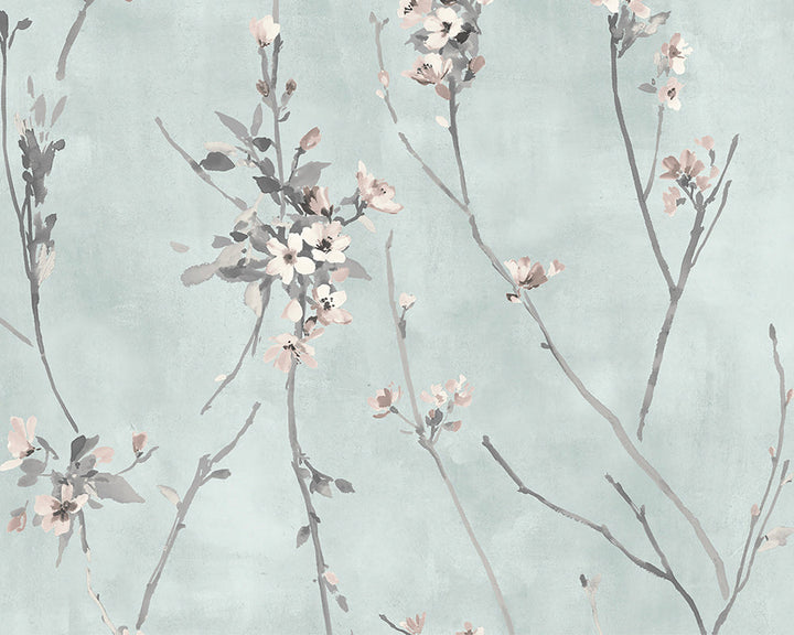 Woodchip & Magnolia Blossom Wallpaper