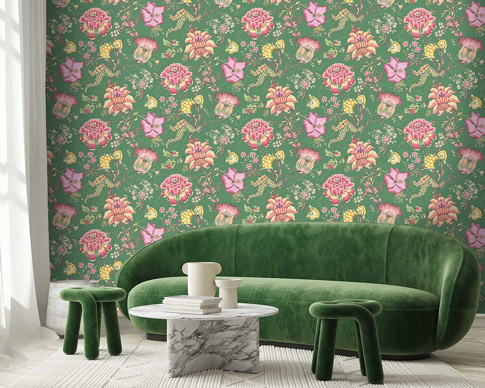 Woodchip & Magnolia Arcadia Wallpaper in a living room
