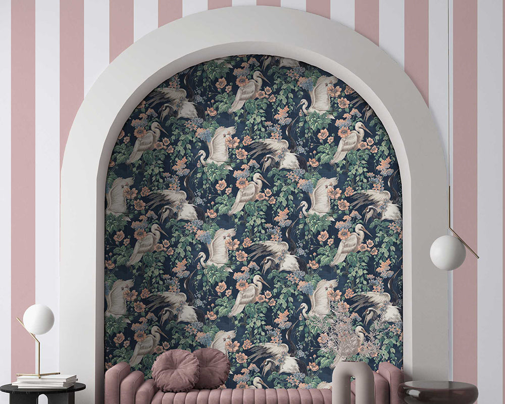 Woodchip & Magnolia Maurice Wallpaper in a living space