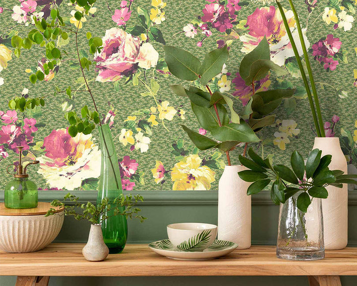 Woodchip & Magnolia Lancashire Rose Wallpaper close up