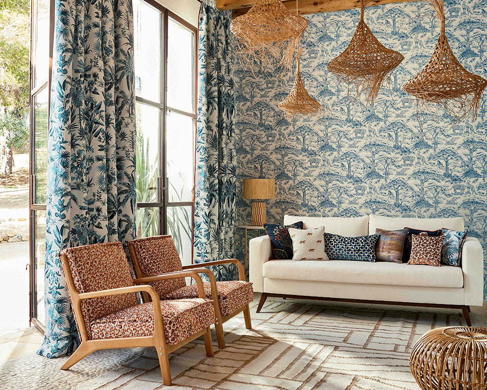 Breegan Jane x Clarke & Clarke Kisumu Wallpaper in a living space