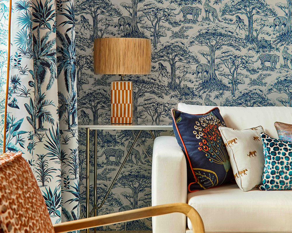 Breegan Jane x Clarke & Clarke Kisumu Wallpaper in a living space close up