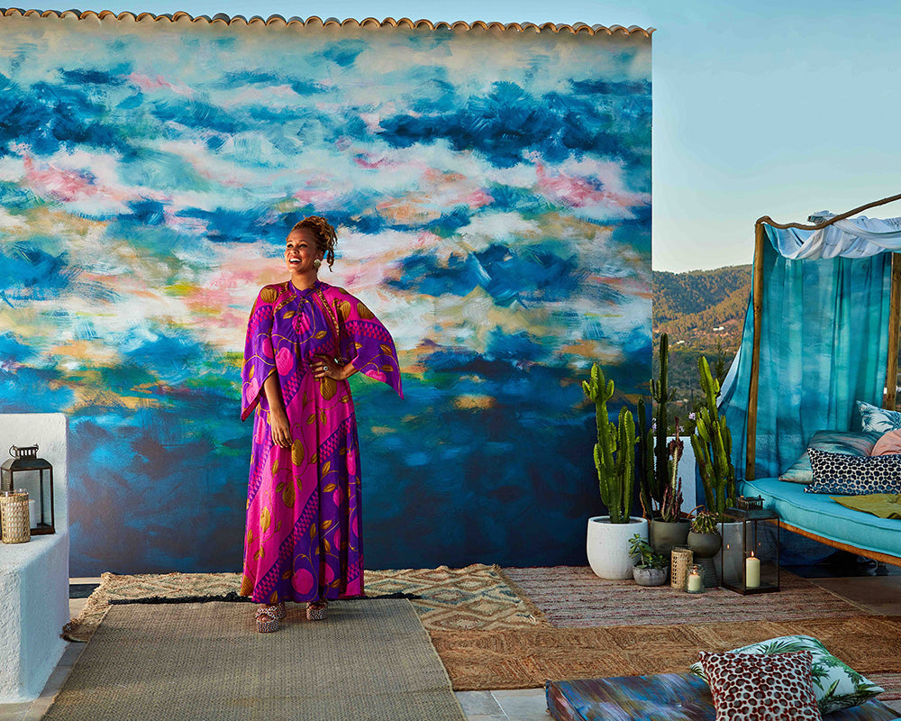 Breegan Jane x Clarke & Clarke Nairobi Wallpaper in an outdoor space