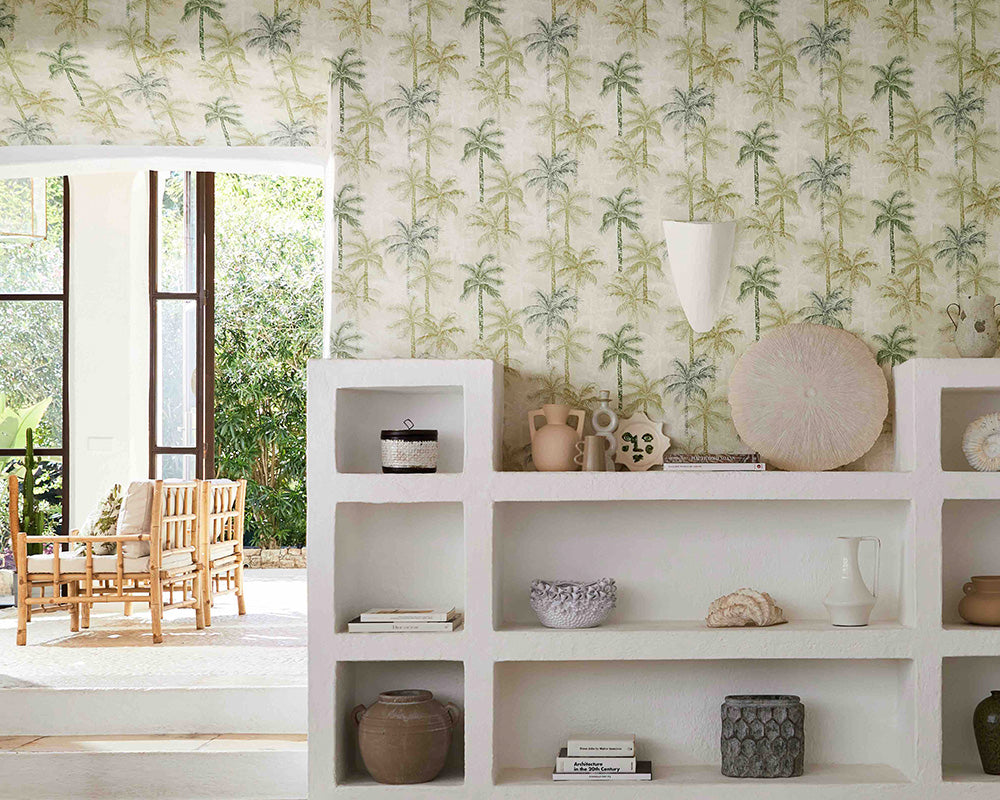 Breegan Jane x Clarke & Clarke Palmyra Wallpaper in a living space