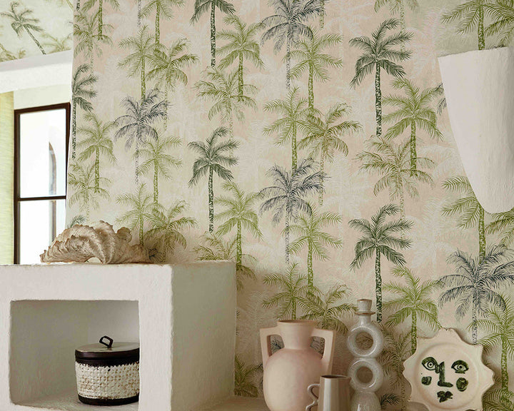 Breegan Jane x Clarke & Clarke Palmyra Wallpaper in a living space close up