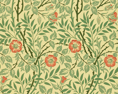 Morris & Co Sweet Briar Wallpaper in Green & Rust