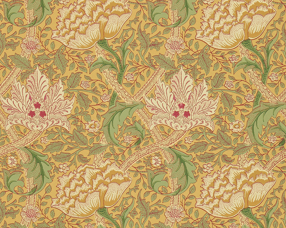 Morris & Co Windrush Wallpaper in Gold & Thyme