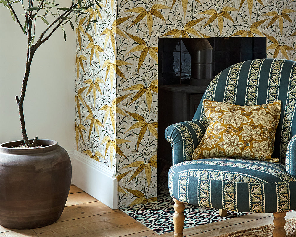 Morris & Co Bamboo Wallpaper in a living room