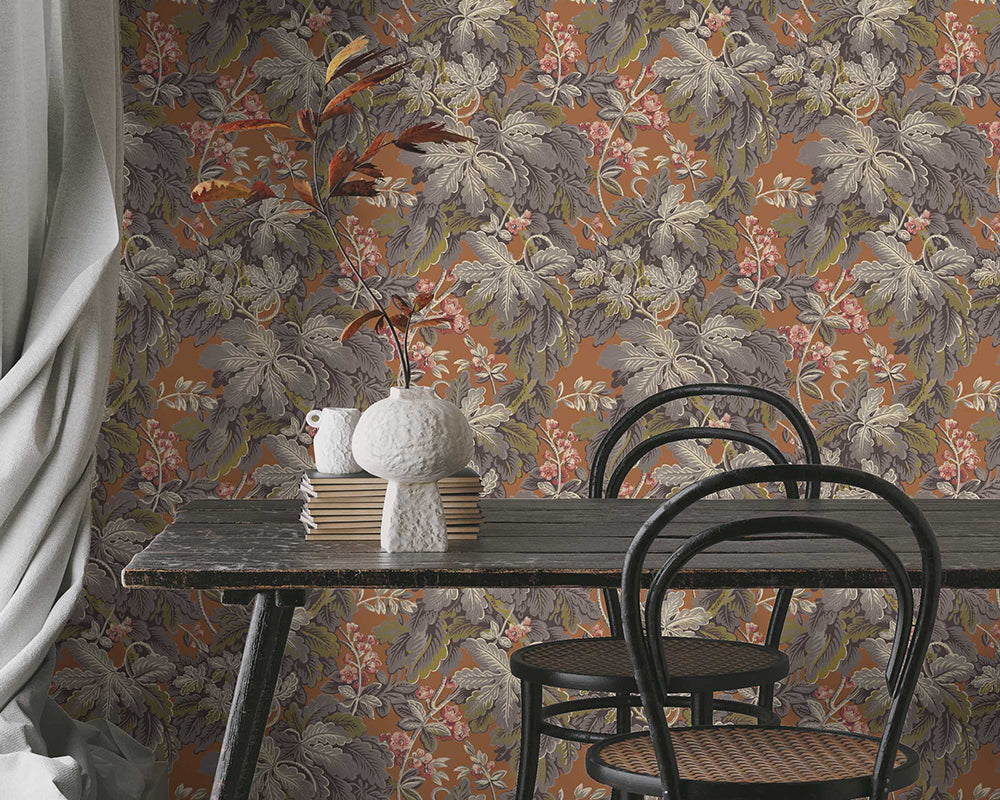 Woodchip & Magnolia Avar Wallpaper in a dinning space