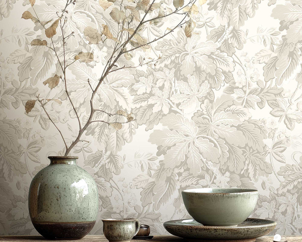 Woodchip & Magnolia Avar Wallpaper in a living space