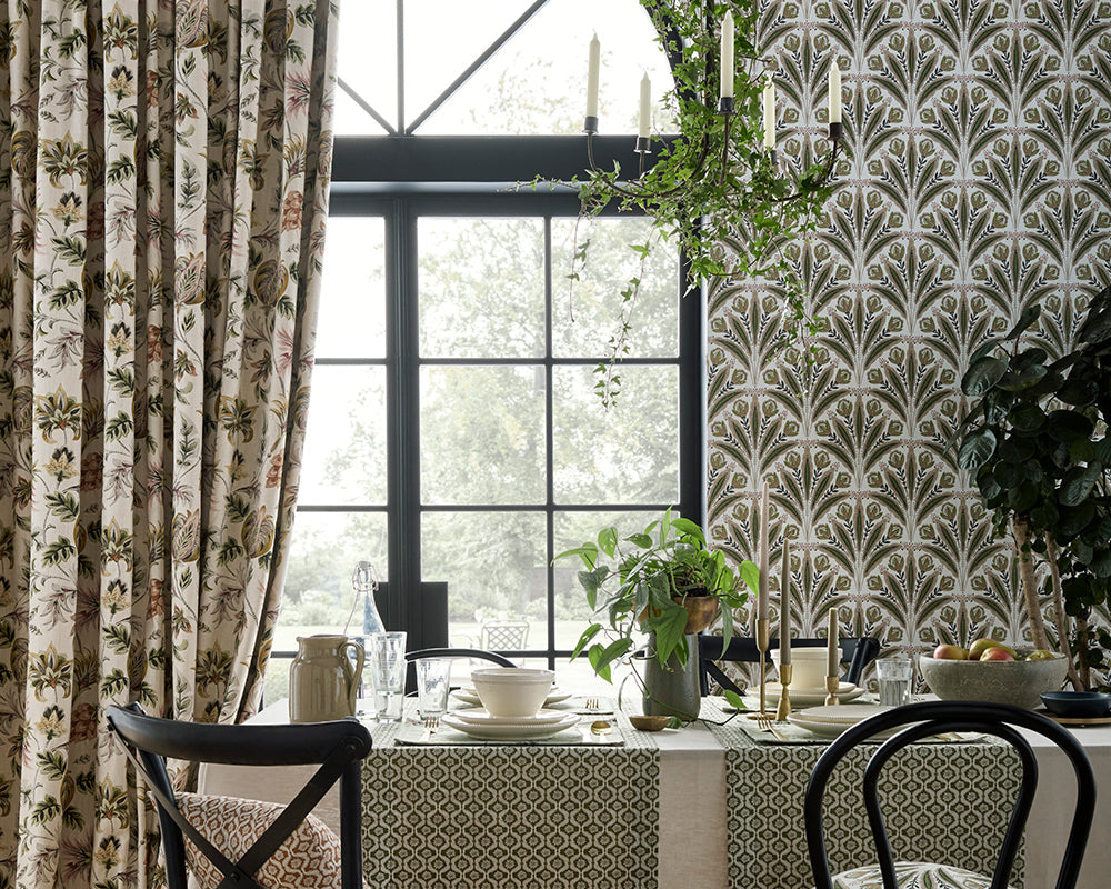 Clarke & Clarke Attingham Wallpaper in a living room