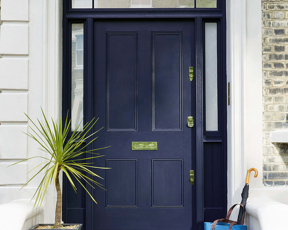 Little Greene Dock Blue 252 Paint on a front door