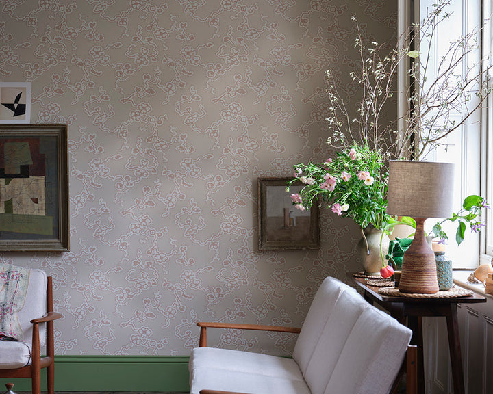 Farrow and Ball  Adelaide Wallpaper in a bathroom