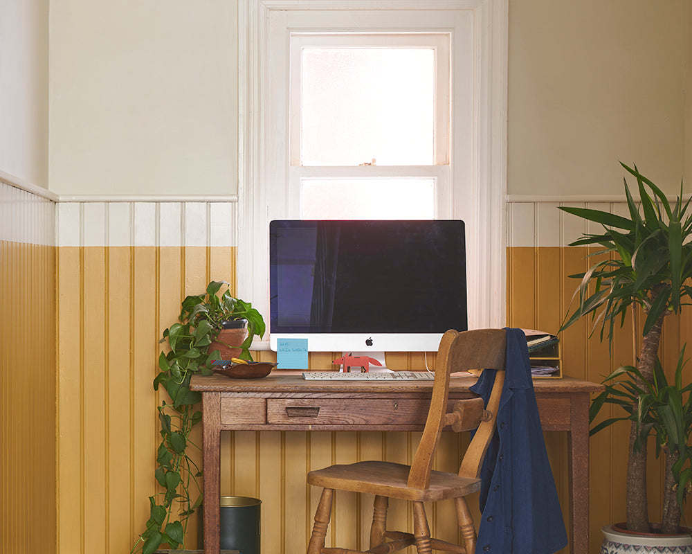 School House White 291 paint by Farrow & Ball in a home office 