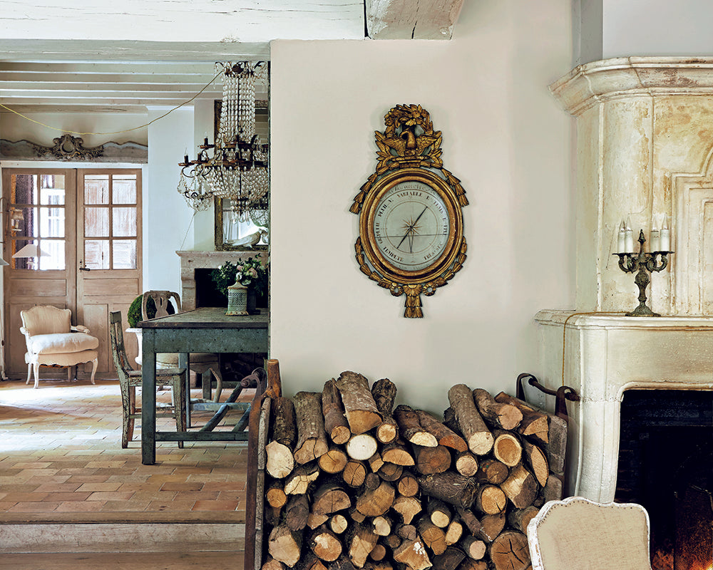 Shaded White 201 paint by Farrow & Ball in a living room with a french country feel