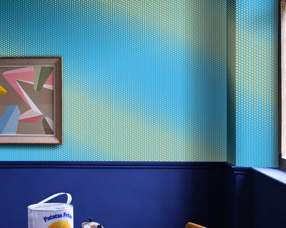 Farrow and Ball Dot Wallpaper in a room with panelling