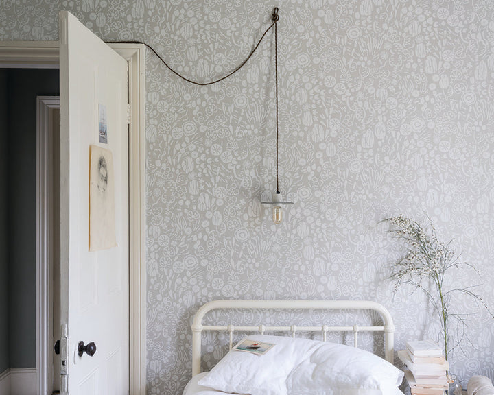 Farrow and Ball Atacama Wallpaper 5801 in a bedroom 