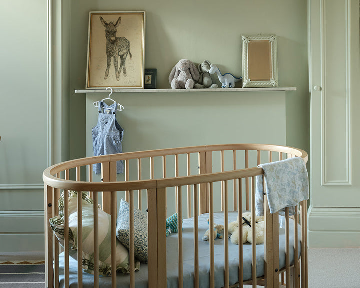 Eddy 301 paint by Farrow & Ball on the walls and woodwork of a nursery