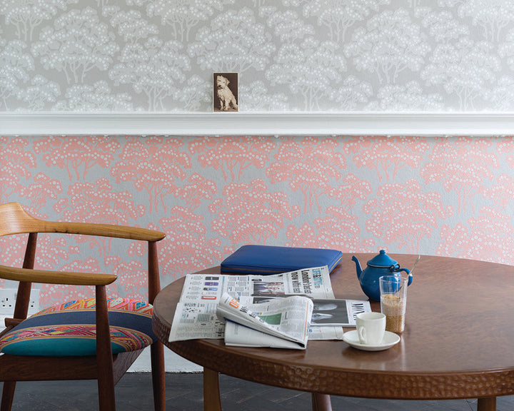 Farrow and Ball Hornbeam Wallpaper 5002 and 5004 in a living space