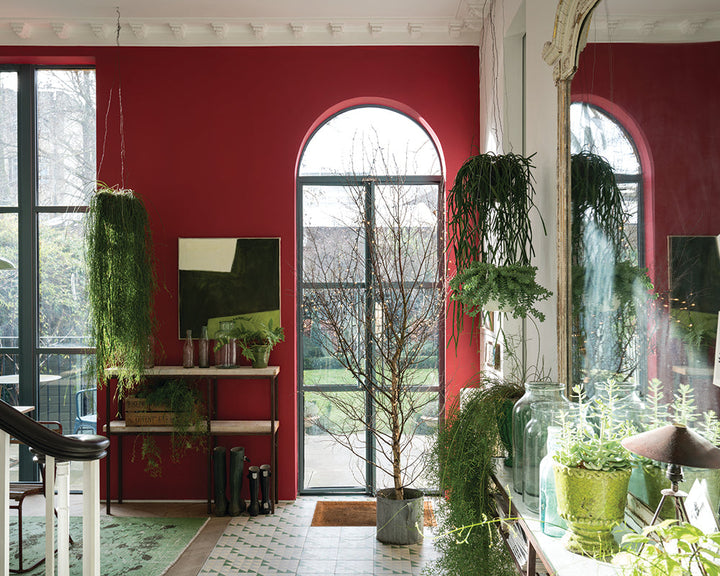 Rectory Red 217 paint by Farrow & Ball in a large living space