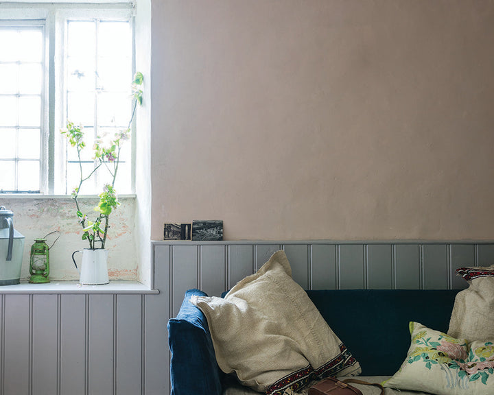 Setting Plaster 231 paint by Farrow & Ball on the walls of a country cottage