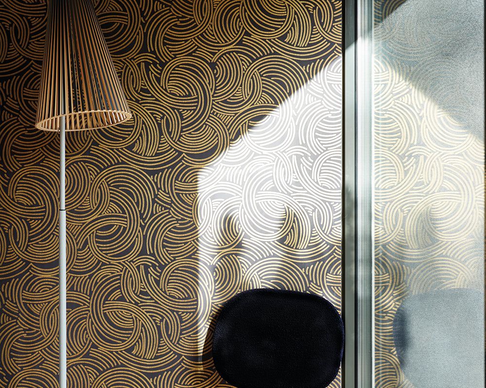 Farrow and Ball Tourbillon Wallpaper 4809 in a modern room
