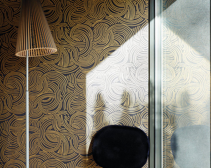 Farrow and Ball Tourbillon Wallpaper 4809 in a modern room