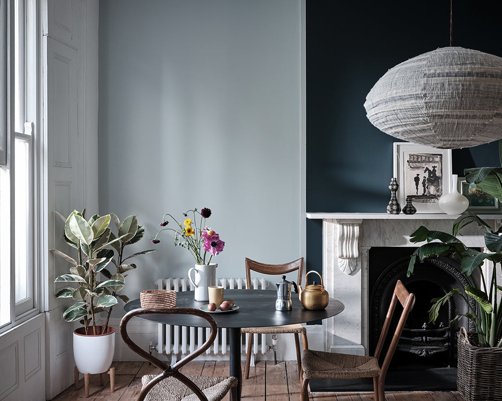 Borrowed Light 235 paint by Farrow & Ball on the woodwork in a traditional home