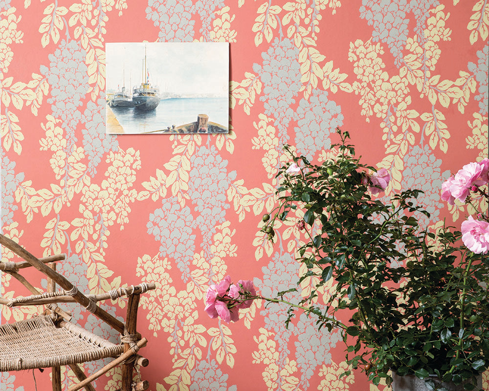 Farrow and Ball Wisteria Wallpaper 2222 in a living space