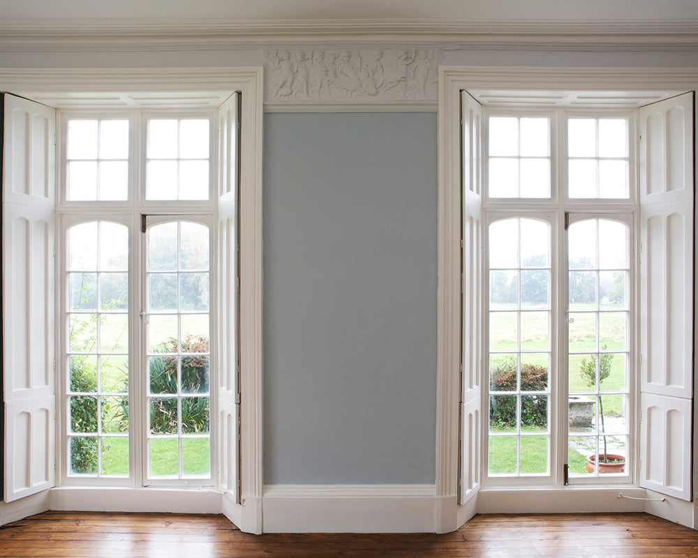Skylight 205 paint by Farrow & Ball in a living room of a traditional home