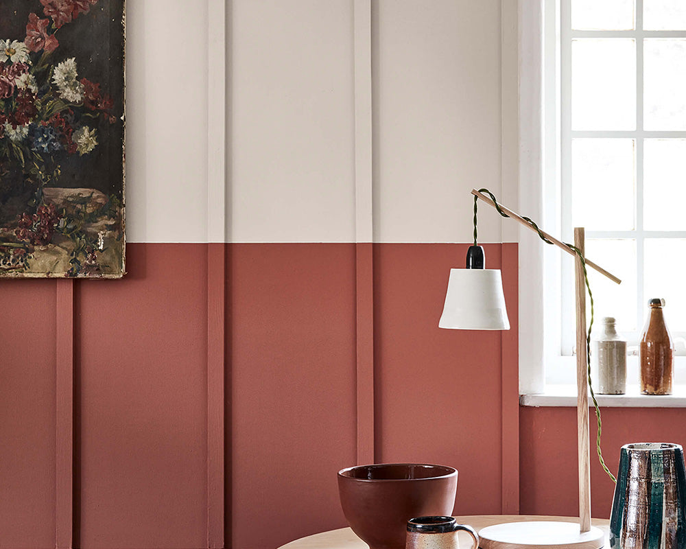 Little Greene Tuscan Red 140 Paint on bedroom panelling