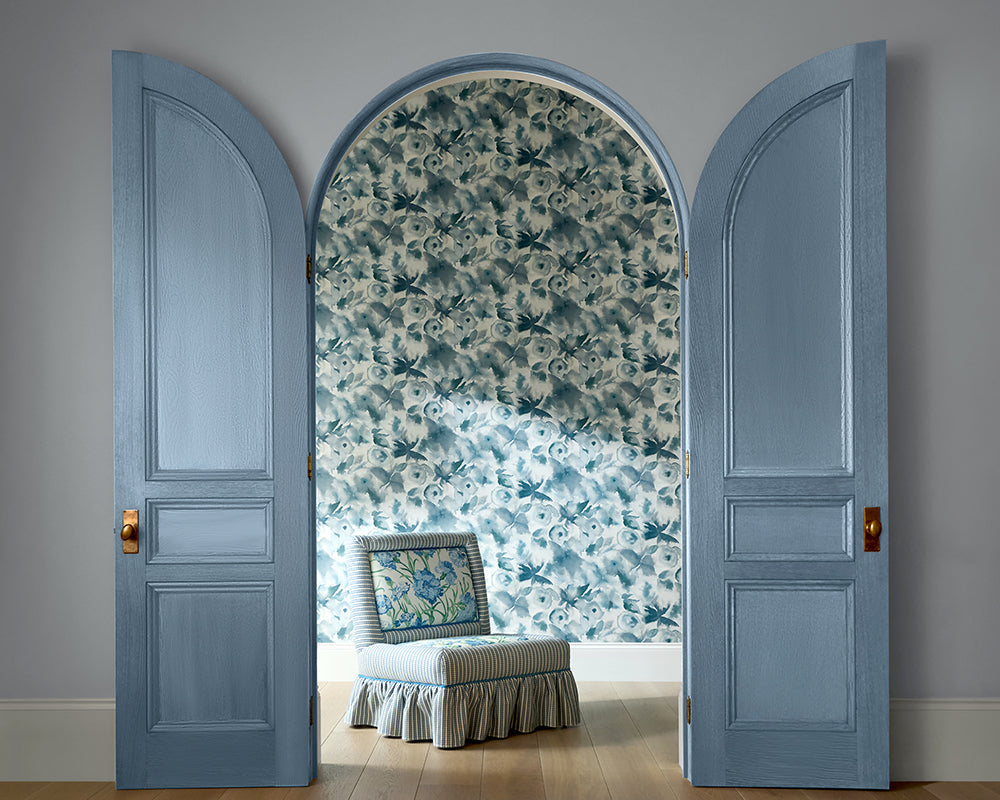 Harlequin Flores Wide Width Wallpaper used as a feature wall