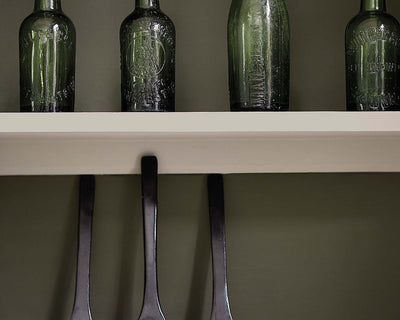 Little Greene Invisible Green 56 Paint behind shelves