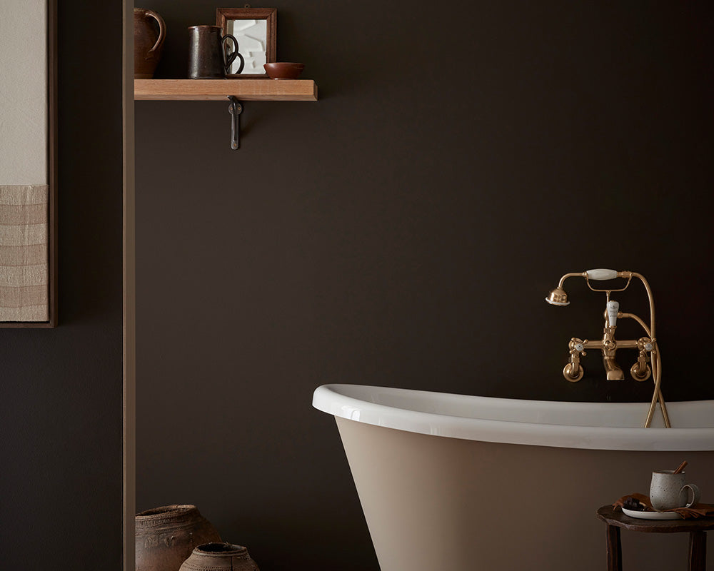 Little Greene Chocolate Colour 124 Paint on bathroom wall