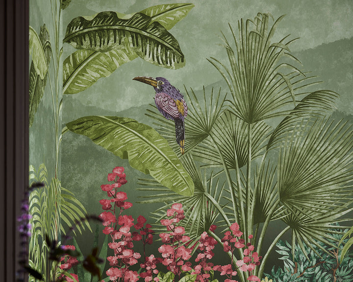 Little Greene capricorn Wallpaper in Boringdon in a living space close up