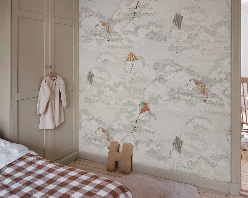 Sandberg Bonnie and Kites Mural Wallpaper in a bedroom