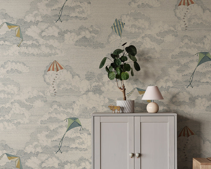 Sandberg Bonnie and Kites Mural Wallpaper in a living space