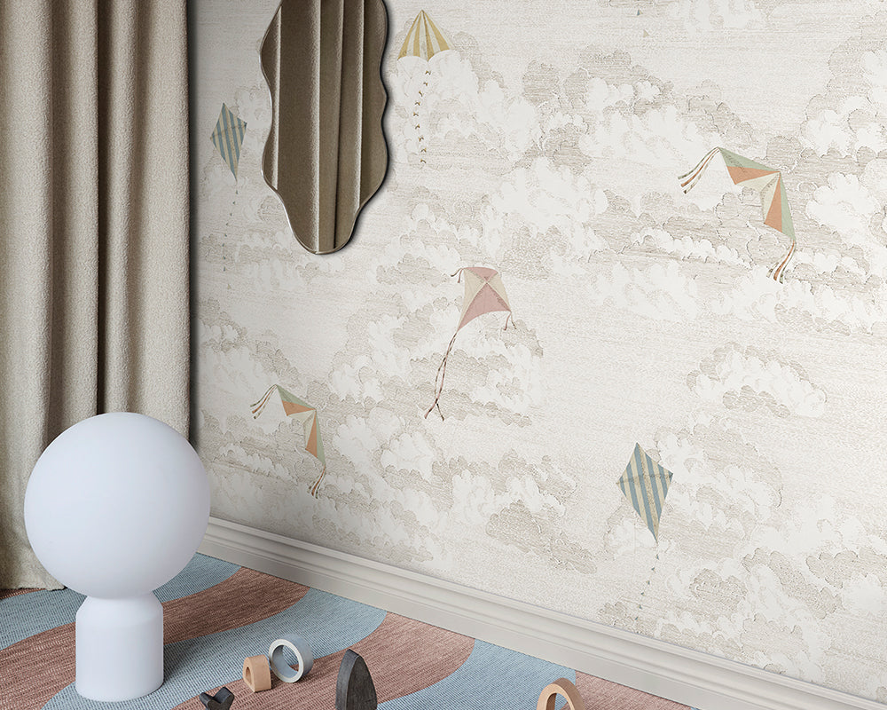 Sandberg Bonnie and Kites Mural Wallpaper in a kids room