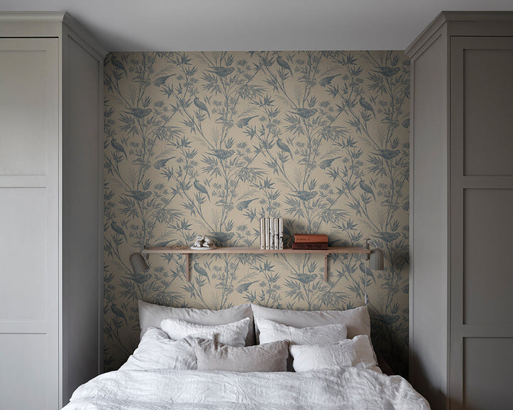 Sandberg Celeste Wallpaper in a bedroom