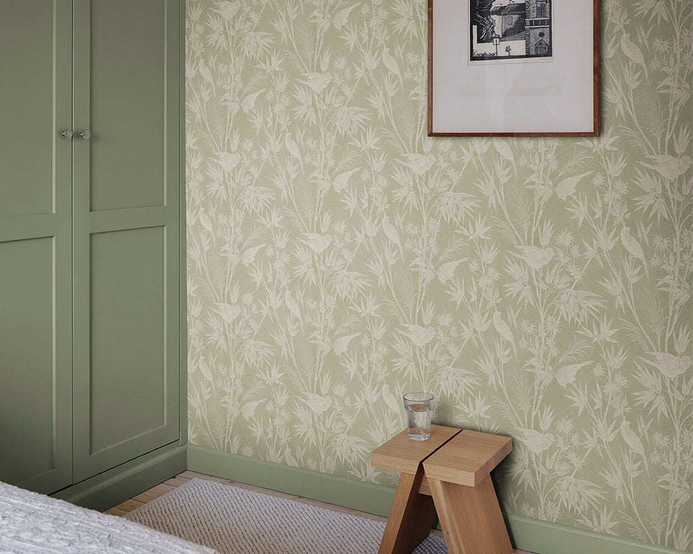 Sandberg Celeste Wallpaper in a bedroom